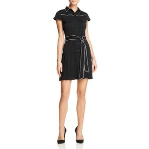 Alice + Olivia Yoko Piped Pleated Shirt Dress